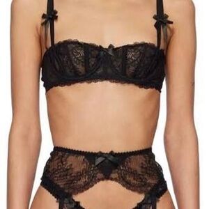 Agent Provocateur Love Black Lace Bra and Garter Belt